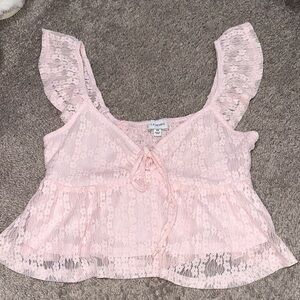 LA Hearts Pink Lace Ruffle Babydoll Top | Size XS | Coquette Style